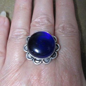 2056 Blue recycled glass rings Size 10.5